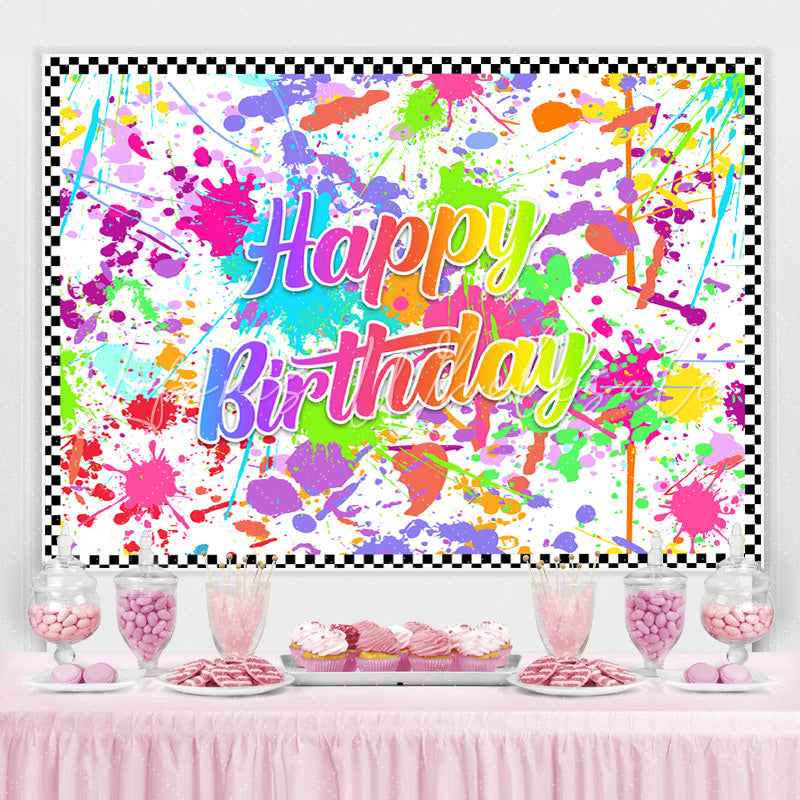 Lofaris White And Colored Graffiti Happy Birthday Backdrop