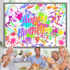 Lofaris White And Colored Graffiti Happy Birthday Backdrop