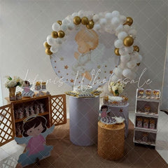 Lofaris White And Glitter Angle Circle Baby Shower Backdrop