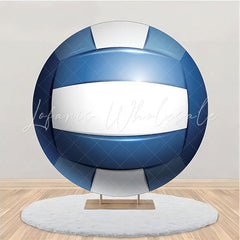Lofaris White Blue Volleyball Simple Round Birthday Backdrop