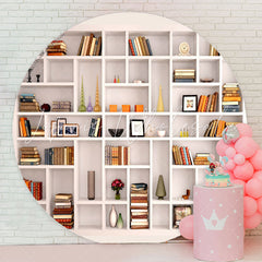 Lofaris White Bookshelf House Decor Round Party Backdrop