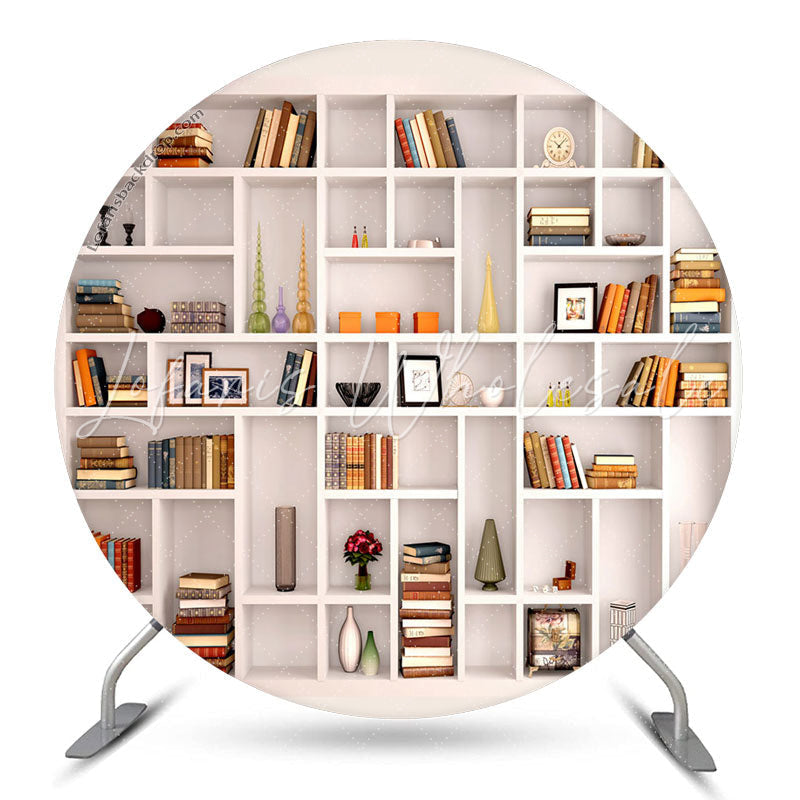 Lofaris White Bookshelf House Decor Round Party Backdrop