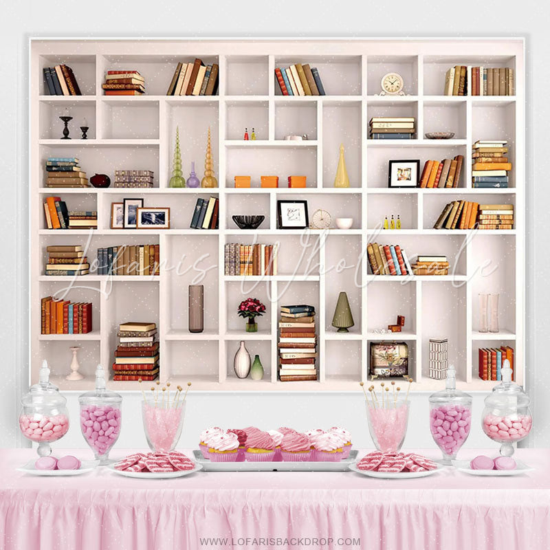 Lofaris White Bookshelf Office Conference Holiday Backdrop