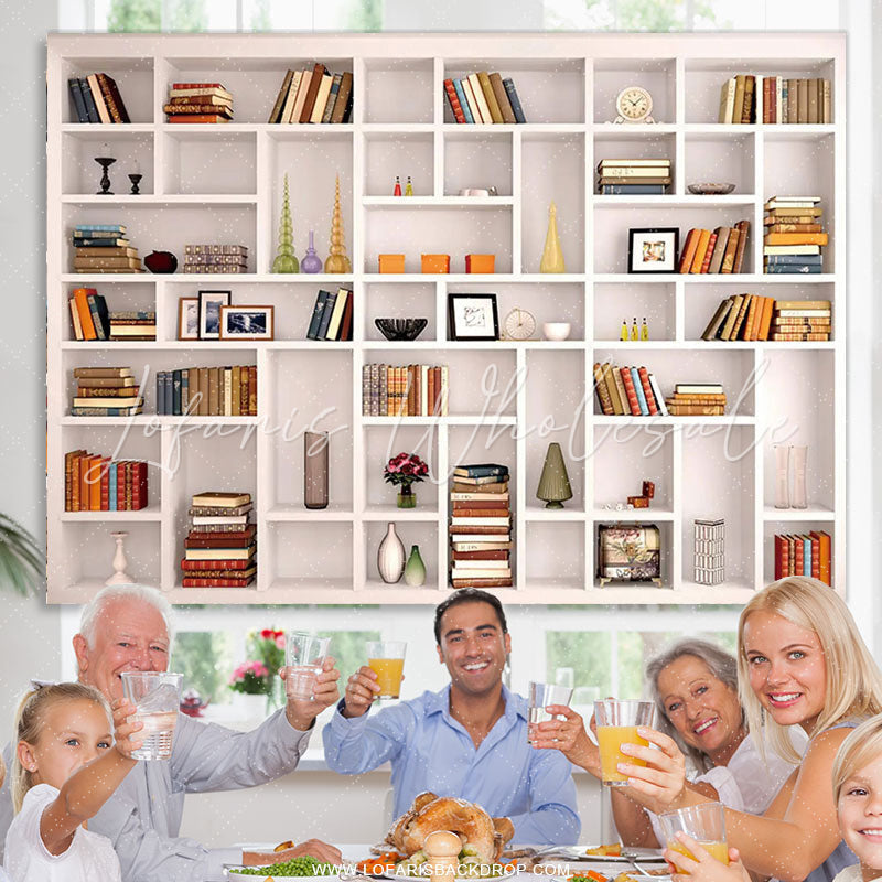 Lofaris White Bookshelf Office Conference Holiday Backdrop