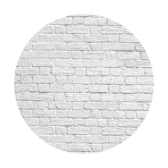 Lofaris White Brick Wall Round Backdrop For Happy Birthday