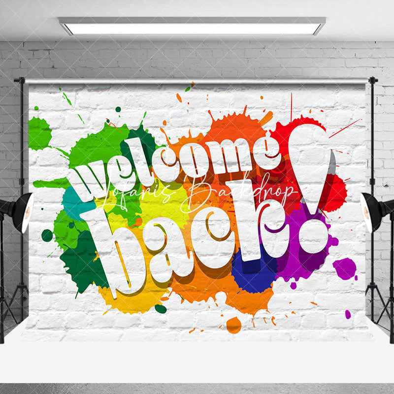 Lofaris White Brick Wall Splash Welcome Back Party Backdrop