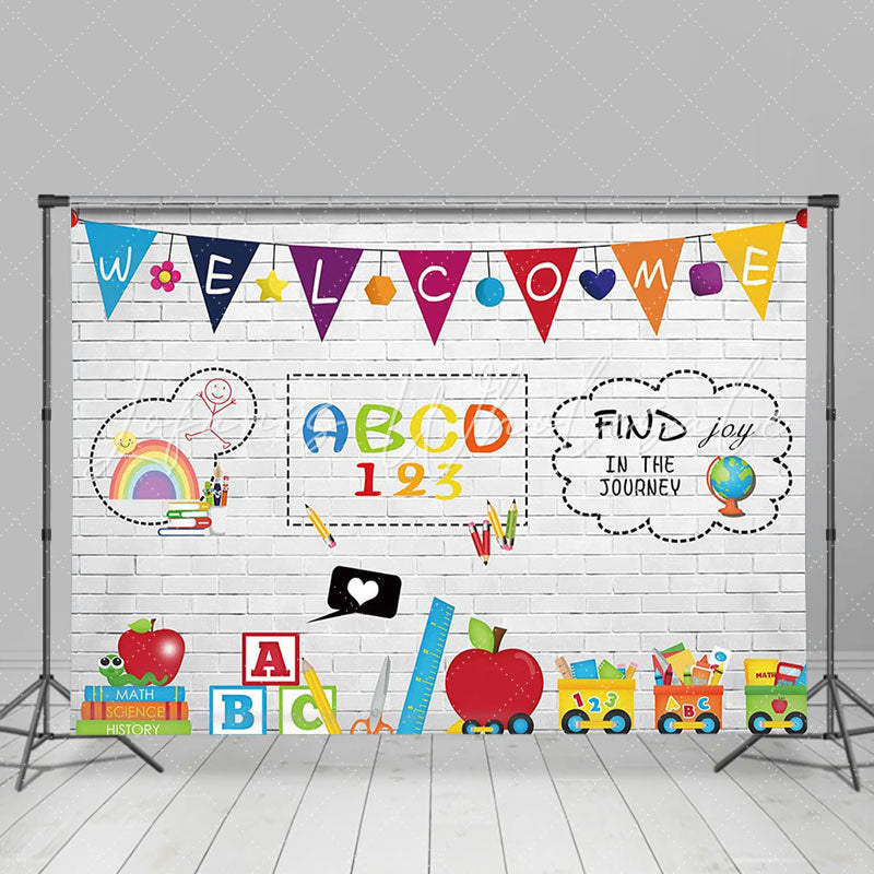 Lofaris White Bricks Find Joy In The Journey Back To School Backdrop