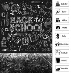 Lofaris White chalk blackboard graffiti back to school backdrop