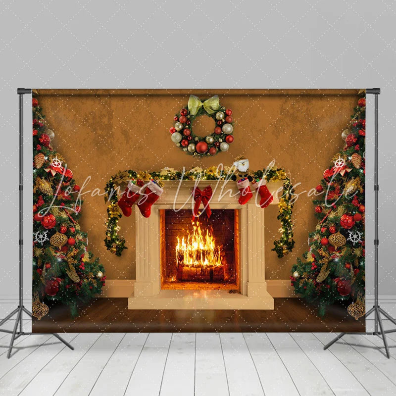 Lofaris White Closet And Christmas Trees Warm House Backdrop