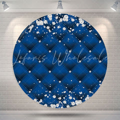Lofaris White Diamond Blue Texture Birthday Party Round Backdrop