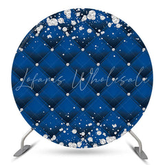 Lofaris White Diamond Blue Texture Birthday Party Round Backdrop
