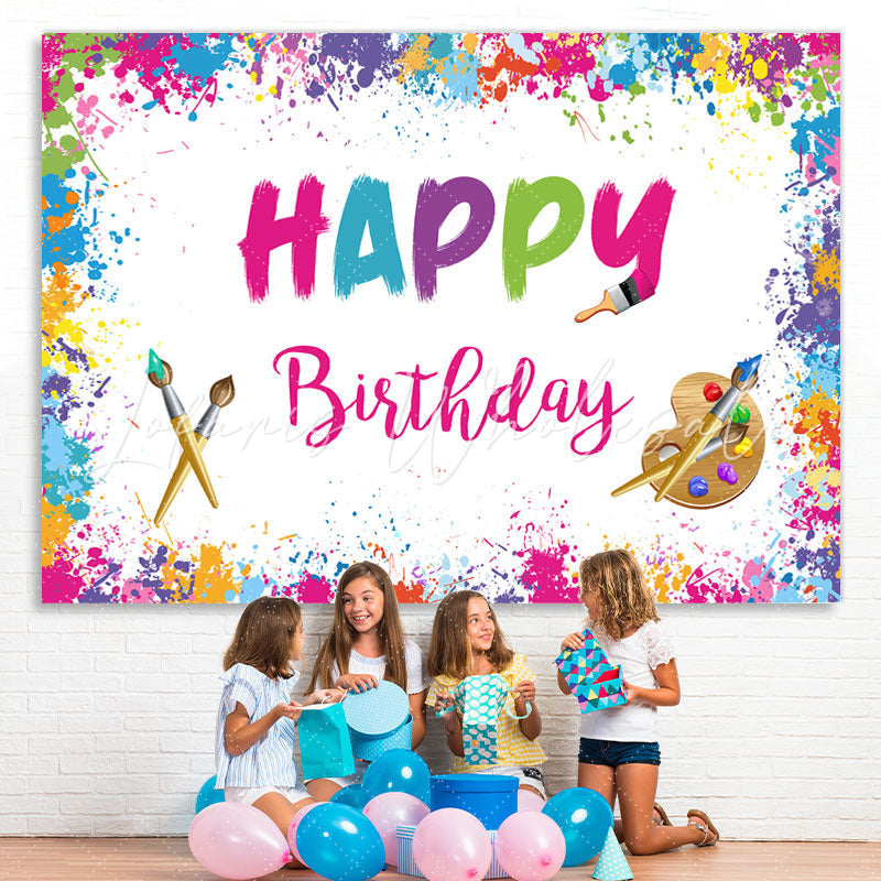 Lofaris White Graffiti Wall Happy Birthday Backdrop Decoration