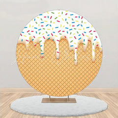 Lofaris White Ice Cream Candy Rhombus Plaid Circle Backdrop