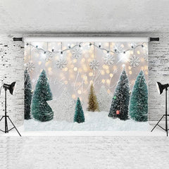 Lofaris White Snowflake And Tree Glitter Christmas Backdrop