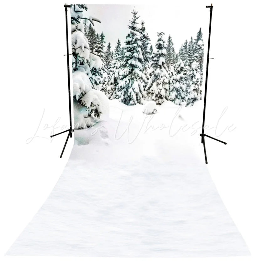 Lofaris White Snowy Tree Winter Scene Photo Booth Backdrop