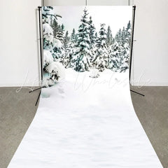 Lofaris White Snowy Tree Winter Scene Photo Booth Backdrop