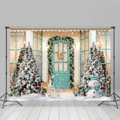 Lofaris White Snowy World With Christmas Trees Outside Door