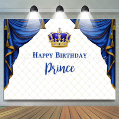 Lofaris White Square And Crown Prince Happy Birthday Backdrop
