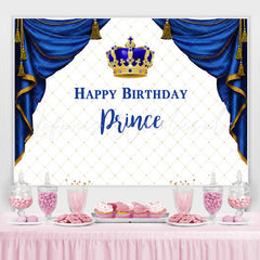 Lofaris White Square And Crown Prince Happy Birthday Backdrop