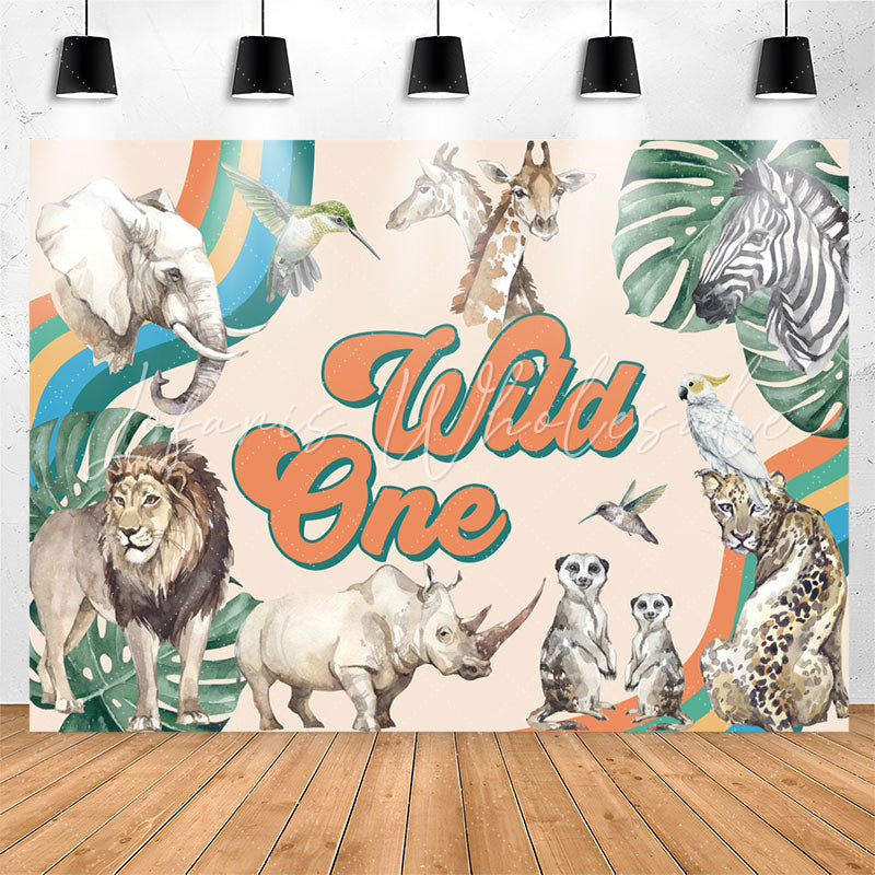 Lofaris Wild One Leaf Safari Happy 1st Birthday Backdrop