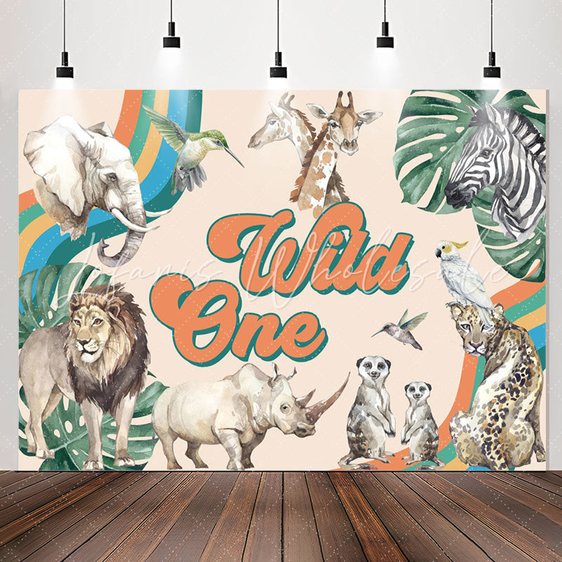 Lofaris Wild One Leaf Safari Happy 1st Birthday Backdrop