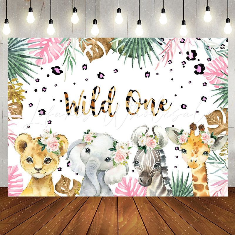 Lofaris Wild One Leopard Floral Safari 1st Birthday Backdrop
