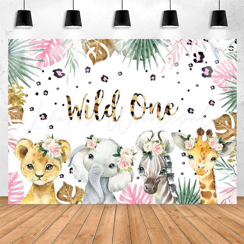 Lofaris Wild One Leopard Floral Safari 1st Birthday Backdrop