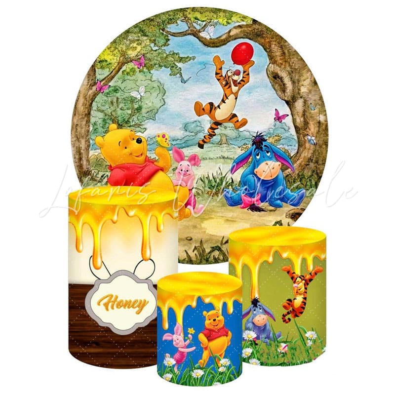 Winnie the Pooh Round Backdrop and Cylinder Kit for Kids