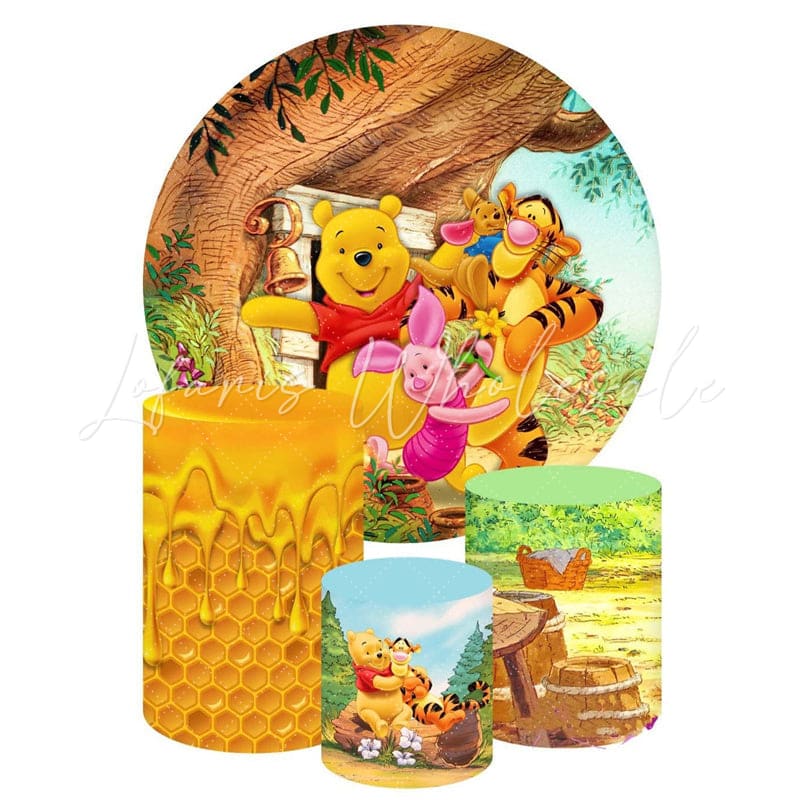 Winnie the Pooh Theme Round Backdrop and Cylinder Kit