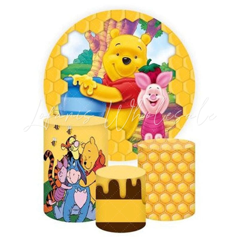 Winnie the Pooh Themed Round Backdrop and Cylinders Kit