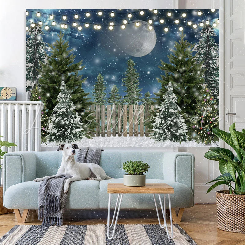 Lofaris Winter Christmas Tree Glitter Spot Photoshoot Backdrop for Kids