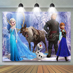 Winter Olaf Elk Cartoon Frozen Princess Birthday Backdrop For Girls