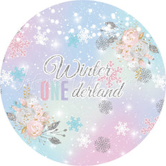 Lofaris Winter One Derland Colorful Round 1st Birthday Backdrop