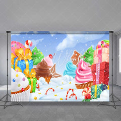 Lofaris Winter Snow Cartoon Cake Gift Backdrops for Birthday Baby Shower