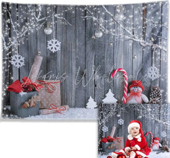 Lofaris Winter Snowflake Santa Gift Wood Backdrop