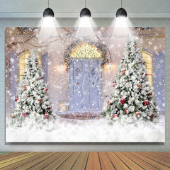 Lofaris Winter Snowflakes Outdoor Christmas Tree Backdrop