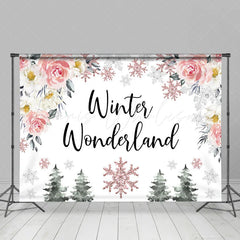 Lofaris Winter Wonderland Floral Snowflake Pine Backdrop