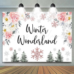 Lofaris Winter Wonderland Floral Snowflake Pine Backdrop