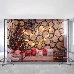 Lofaris Wooden Christmas Tree And Wreath Backdrop