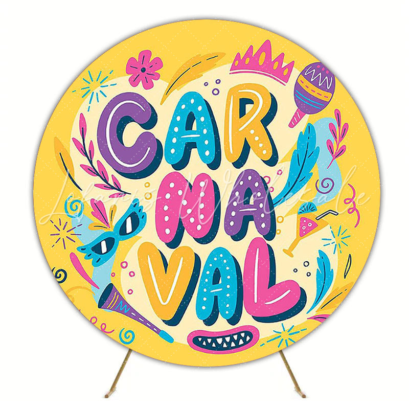 Yellow Carnival Round Backdrop for Carnival Celebration