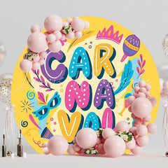 Yellow Carnival Round Backdrop for Carnival Celebration