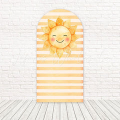 Yellow First Trip Around the Sun Arch Backdrop for Fun Birthday Themes